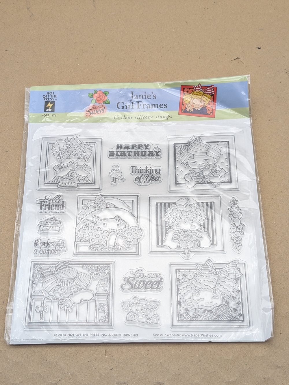 NEW Hot Off the Press Janie's Girl Frames - You are Sweet 15 Clear Stamps